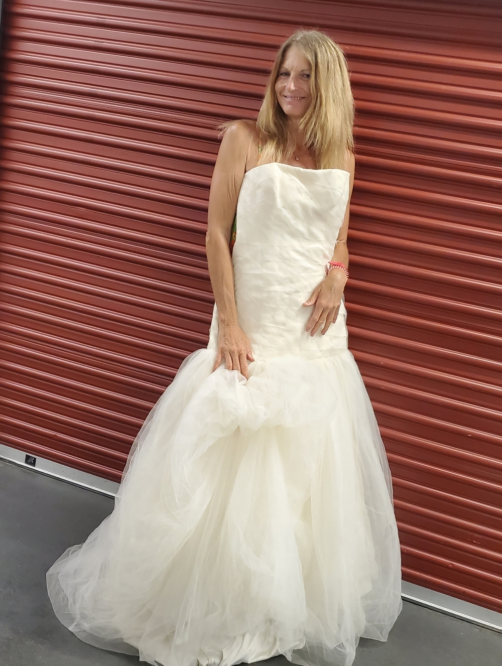 Vera Wang Wedding Dress  Cream Ivory Strapless Mermaid Bridal Gown Sz 6 8 Hi Low